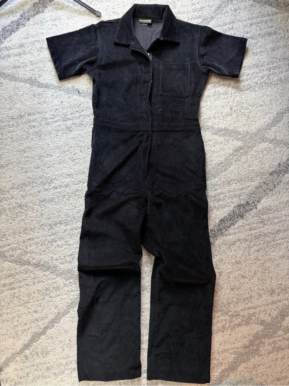 Nooworks Black Corduroy Short Sleeve Jumpsuit Coveralls Made in USA